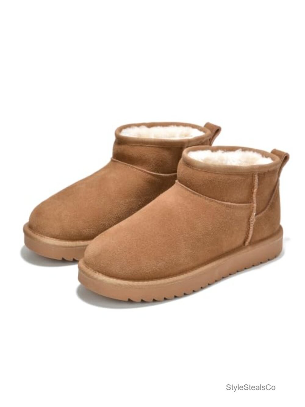 Genuine Leather Fur-Lined Ankle Booties Water-Resistant Winter Boots